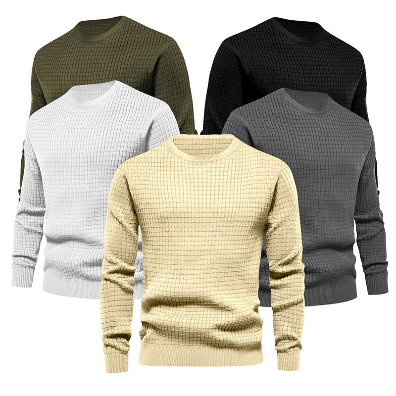 Men's high-quality knit sweater with textured design and classic round neck Lisslune