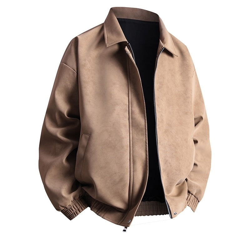 Men's synthetic leather bomber jacket with casual cut and practical pockets Lisslune