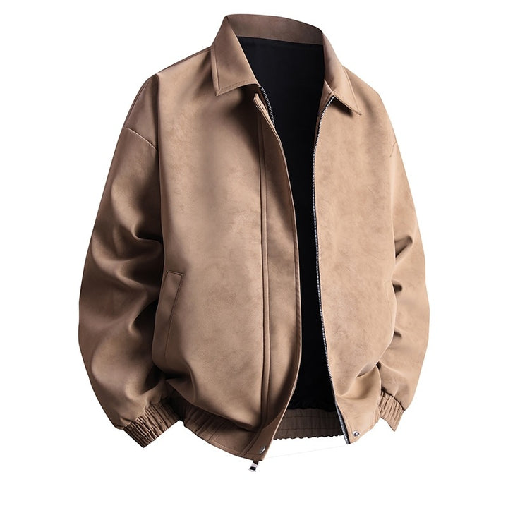 Men's synthetic leather bomber jacket with casual cut and practical pockets Lisslune