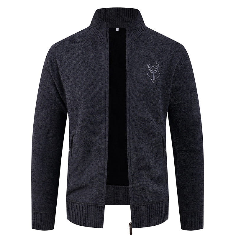 Men's cardigan with high collar and practical zip pockets Lisslune