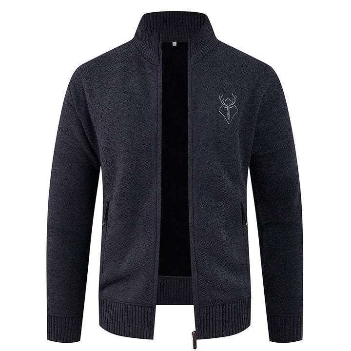 Men's cardigan with high collar and practical zip pockets Lisslune