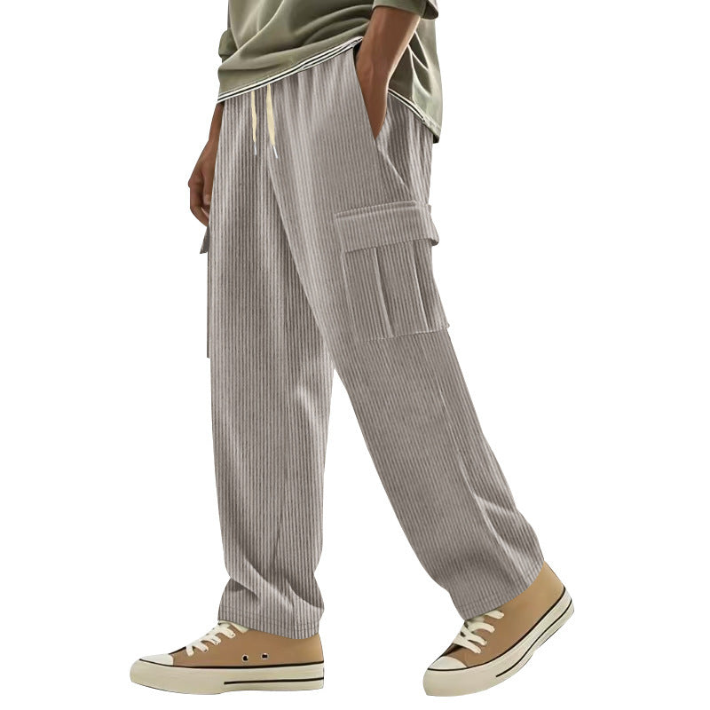 Men's Comfortable Cargo Pants with Elastic Waistband and Practical Side Pockets Lisslune
