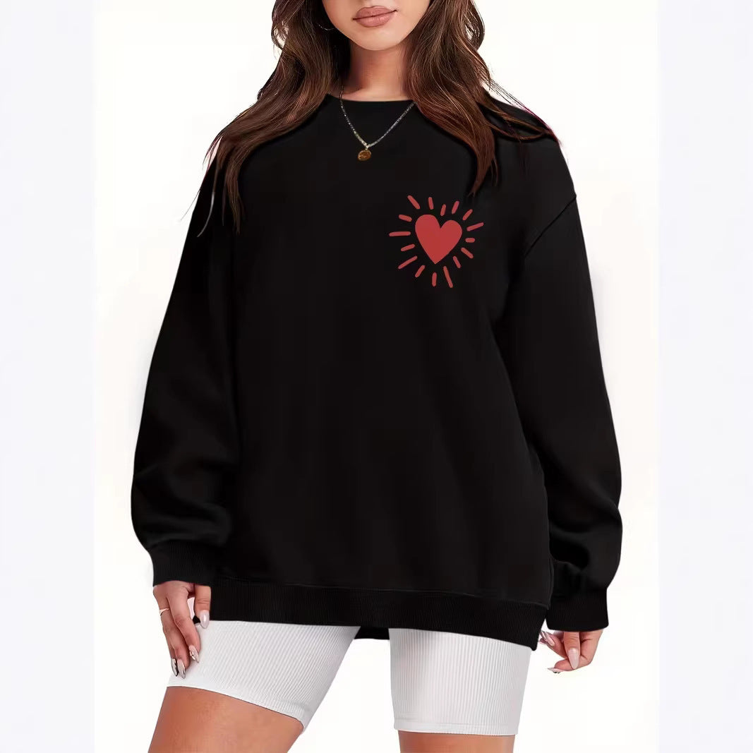 Women's sweatshirt with casual heart motif and oversized fit Lisslune