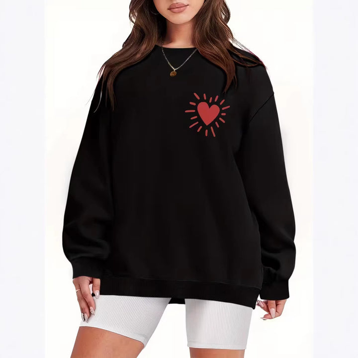 Women's sweatshirt with casual heart motif and oversized fit Lisslune