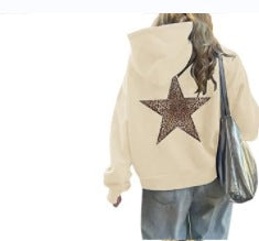 Women’s Hoodie with Eye-Catching Leopard Star Design Lisslune