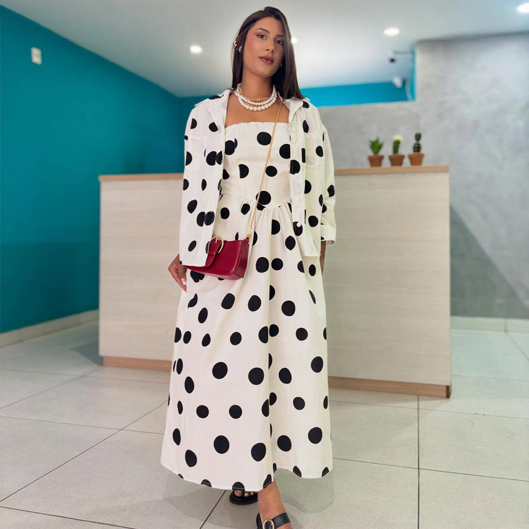 Women's maxi dress with stylish polka dot design and casual blazer Lisslune
