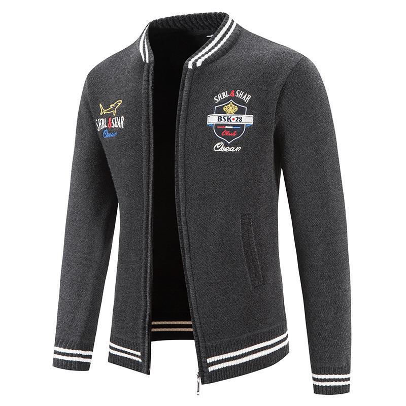 Men's sporty cardigan with standing collar and varied embroidery Lisslune