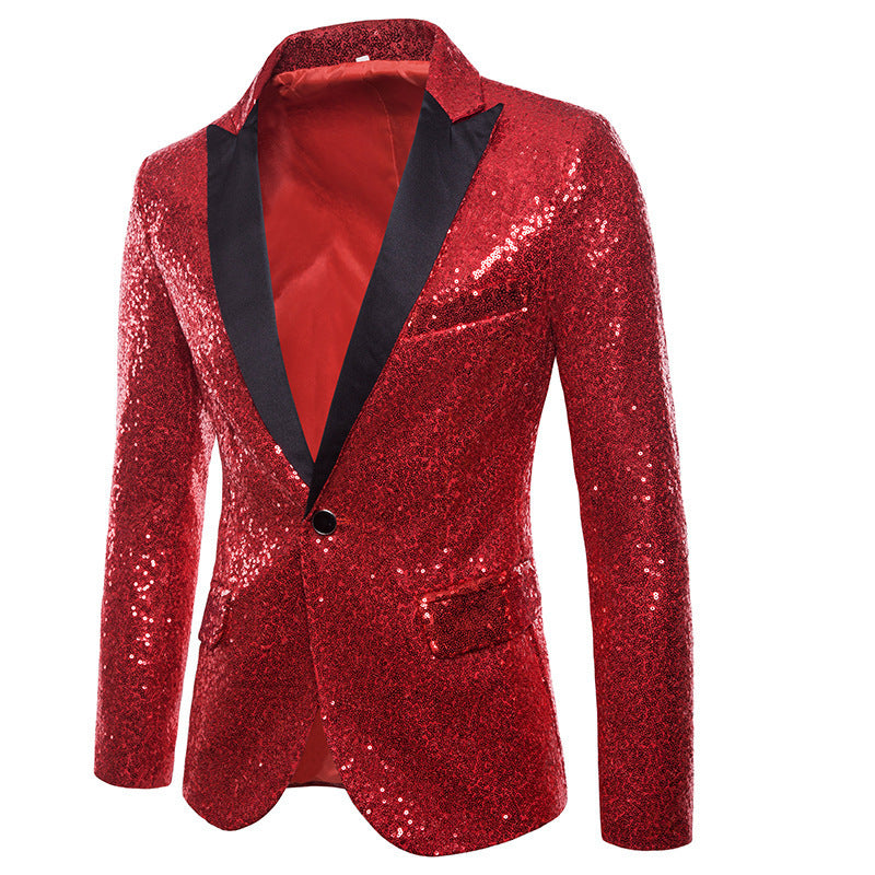 Men's Glamorous Sequin Blazer with Modern Cut and Elegant Accents Lisslune