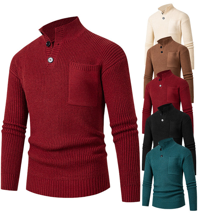 Men's High-Quality Sweater with Modal Pattern and Chest Pocket Lisslune