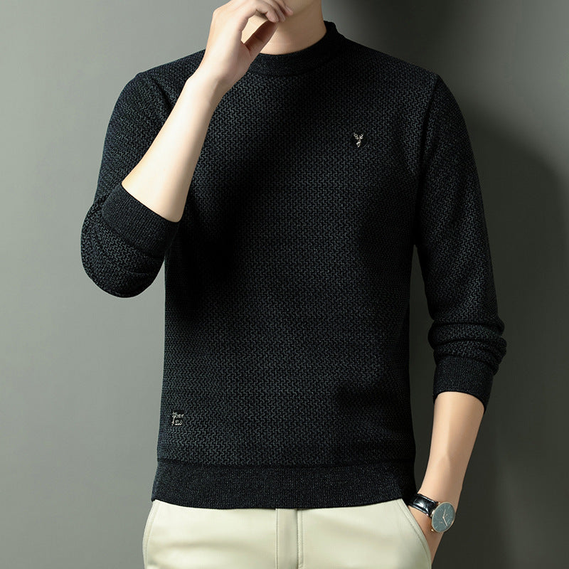 Men's Knitted Sweater with Sophisticated Textured Pattern Lisslune