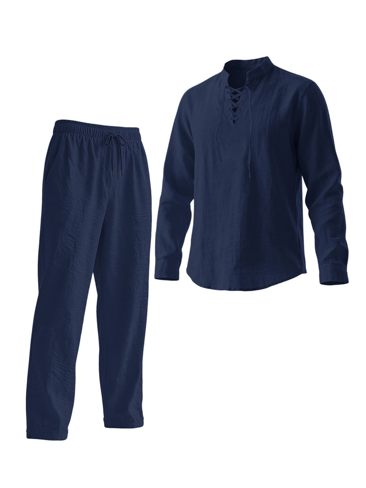 Men's Elegant Leisure Set with Breathable Top and Comfortable Pants Lisslune