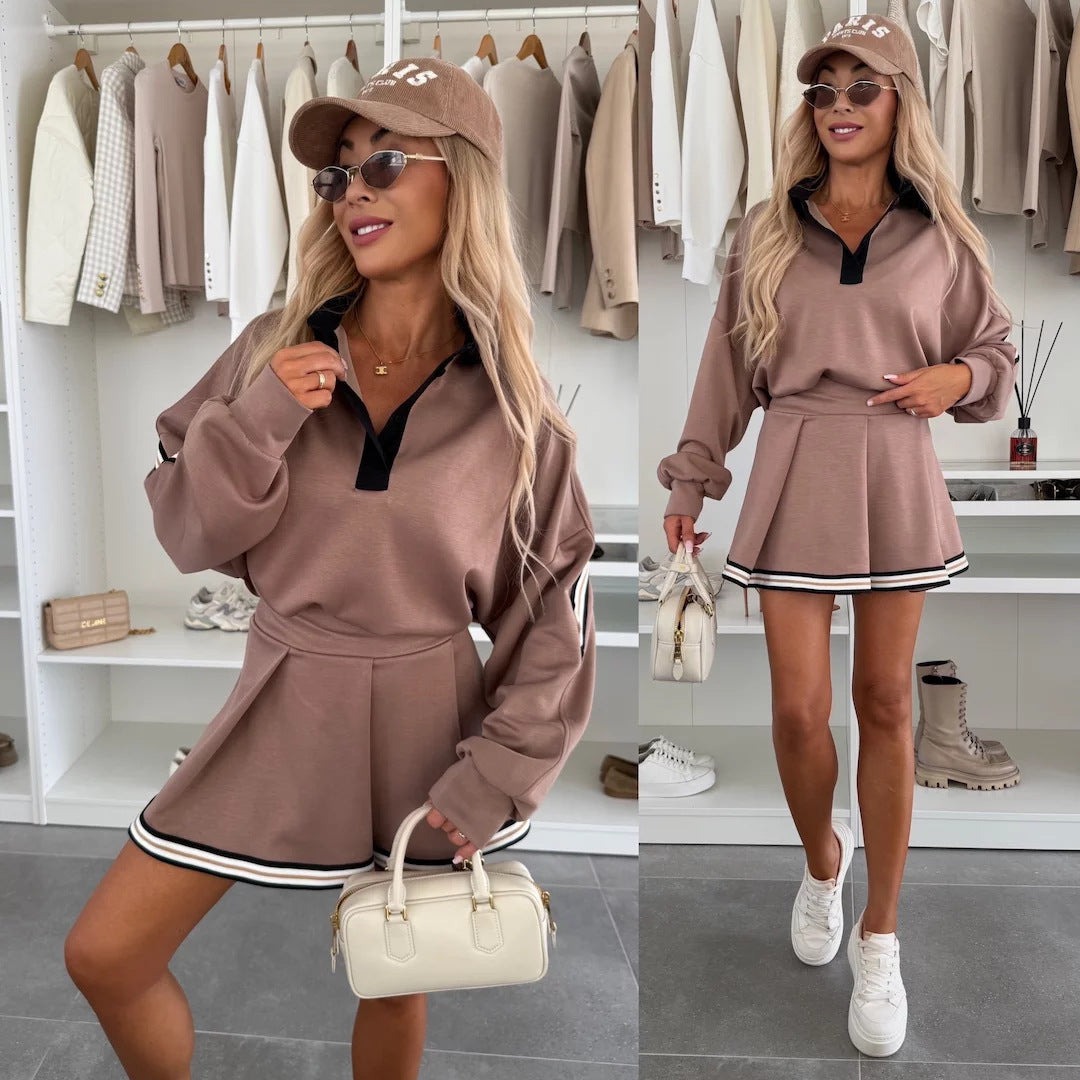Women's sporty sweatshirt dress with collar and voluminous sleeves Lisslune