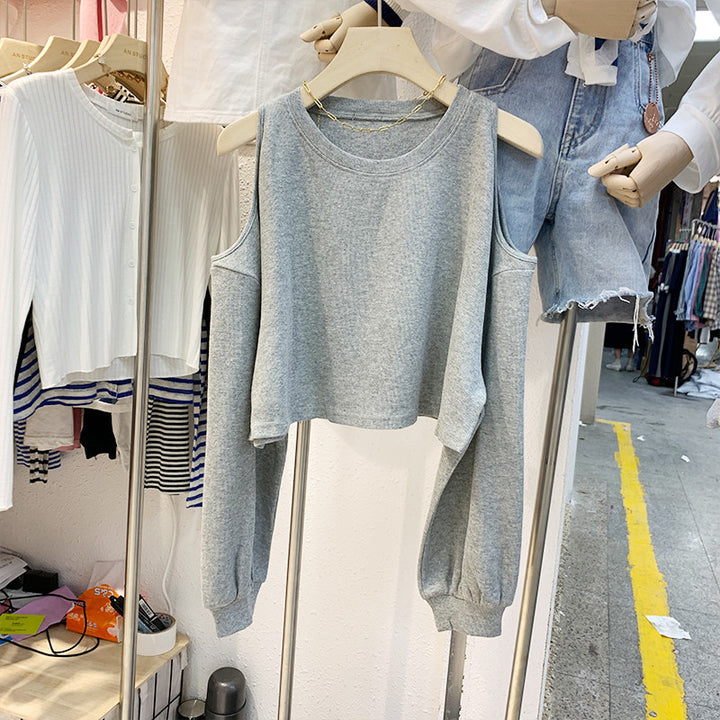 Women's Casual Crop Top with Long Sleeves