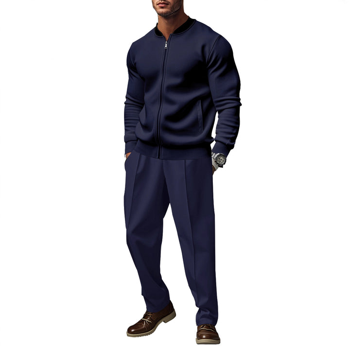 Men's sporty tracksuit with practical pockets and short zipper Lisslune