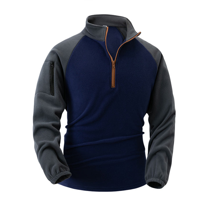Men's fleece pullover with half zipper and functional pockets Lisslune