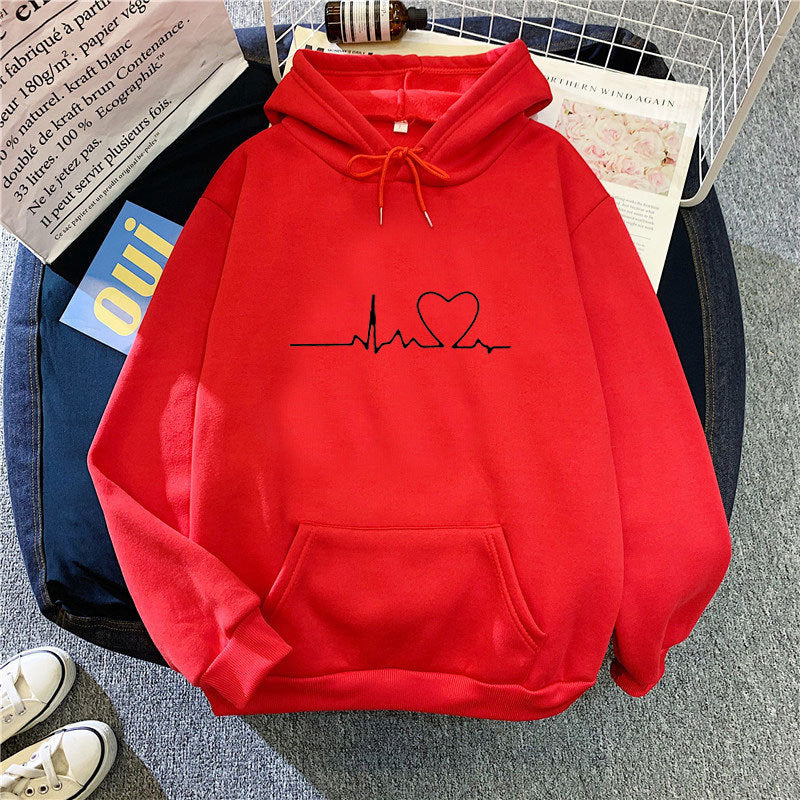 Women's hoodie with heart beat motif Lisslune