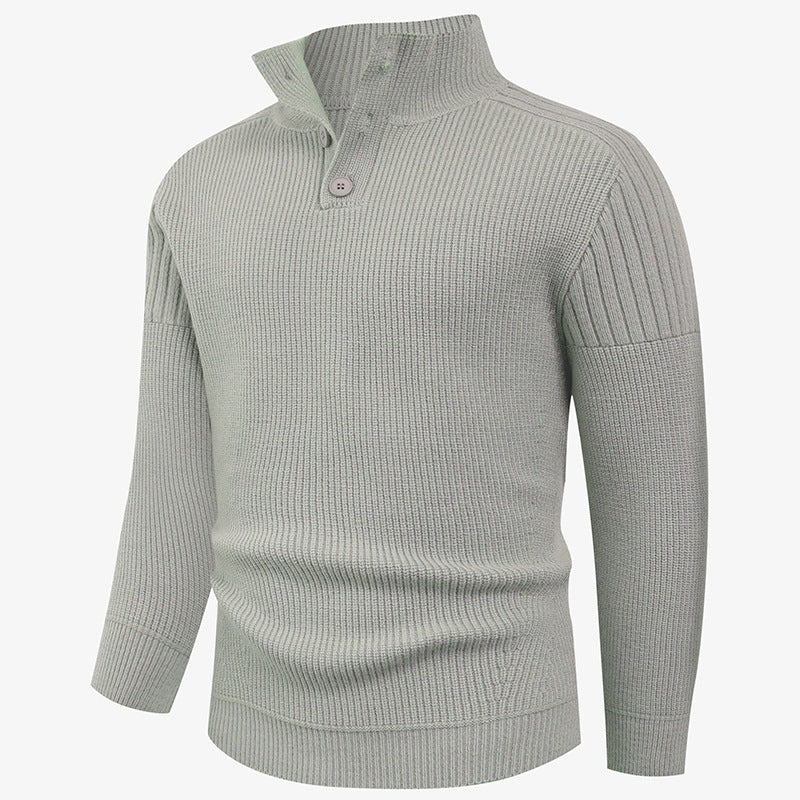 Men's knitted sweater with high collar and button details Lisslune