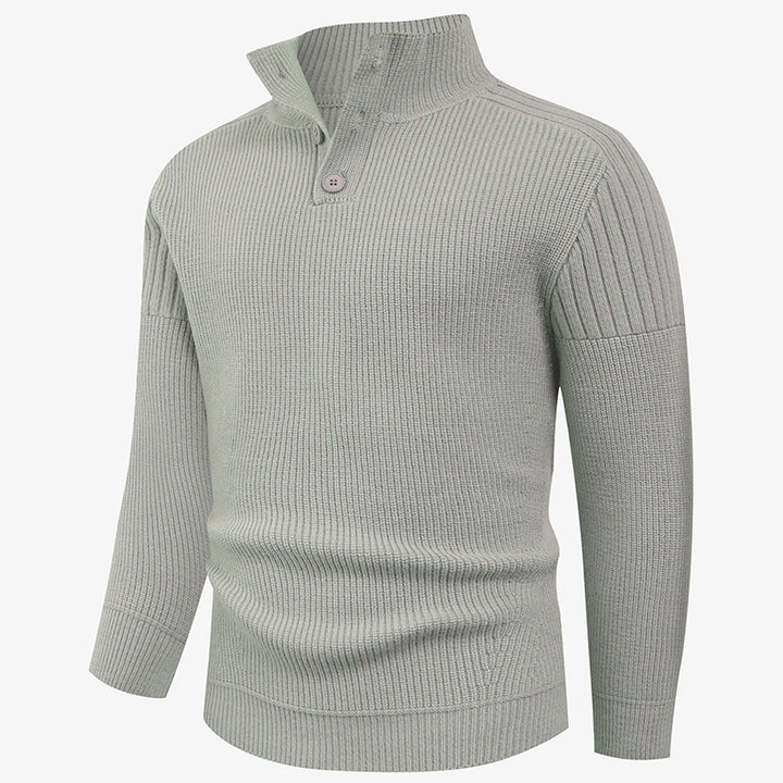 Men's knitted sweater with high collar and button details Lisslune