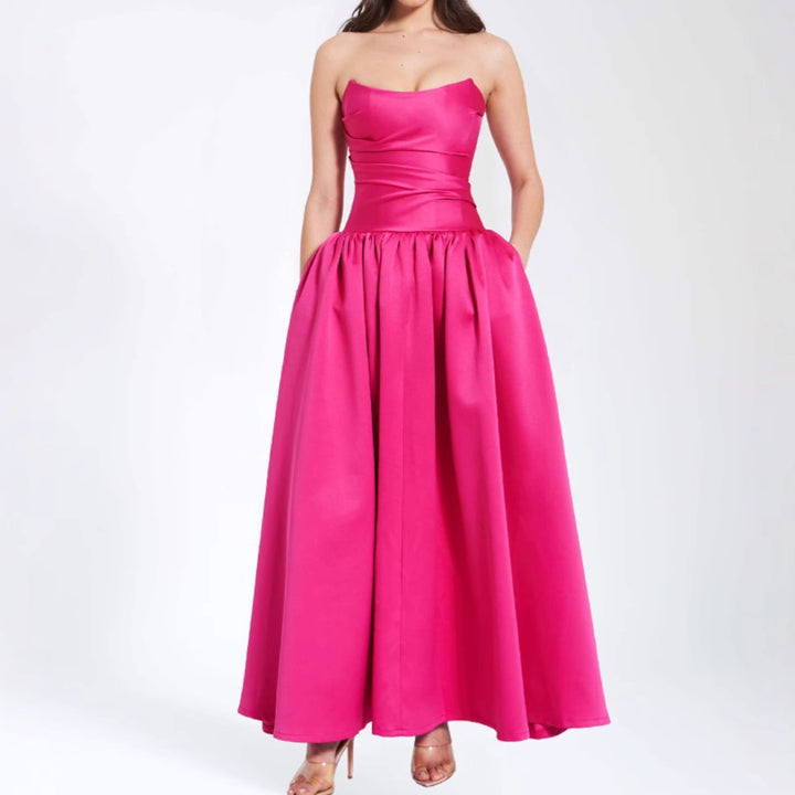 Ladies ball gown with flowing skirt and elegant corset top