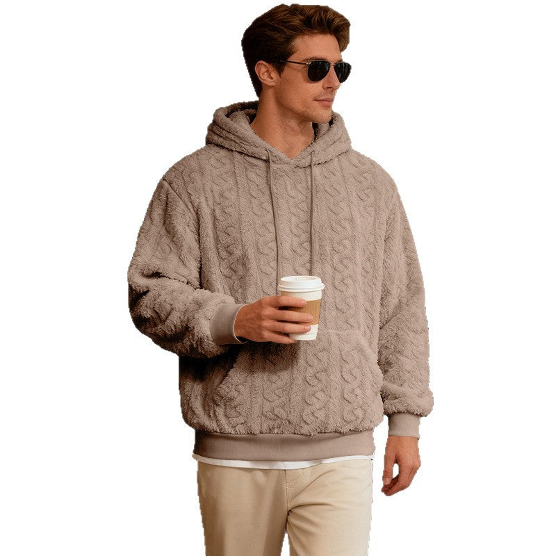 Men's Cozy Hoodie with Textured Fleece Lisslune