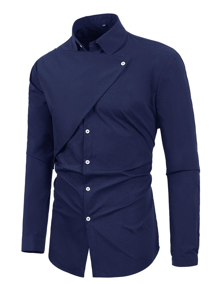 Men's Elegant Short Sleeve Shirt with Asymmetric Design Lisslune