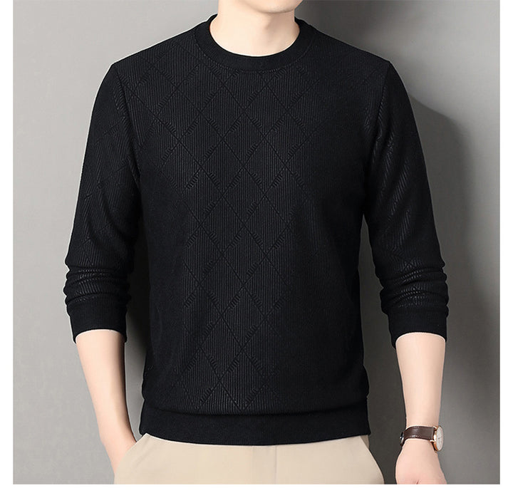 Men's stylish round neck sweater with modern diamond pattern Lisslune