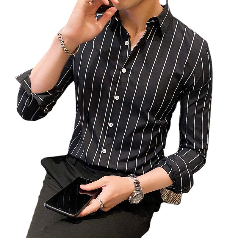 Men's elegant striped long-sleeve shirt Lisslune