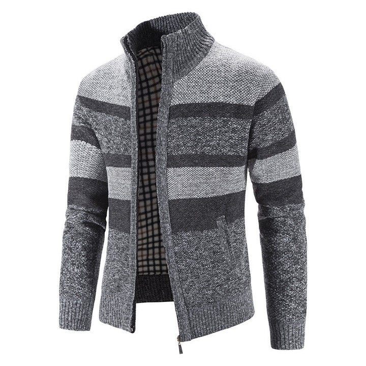 Men's fashionable cardigan with stand-up collar and zipper Lisslune