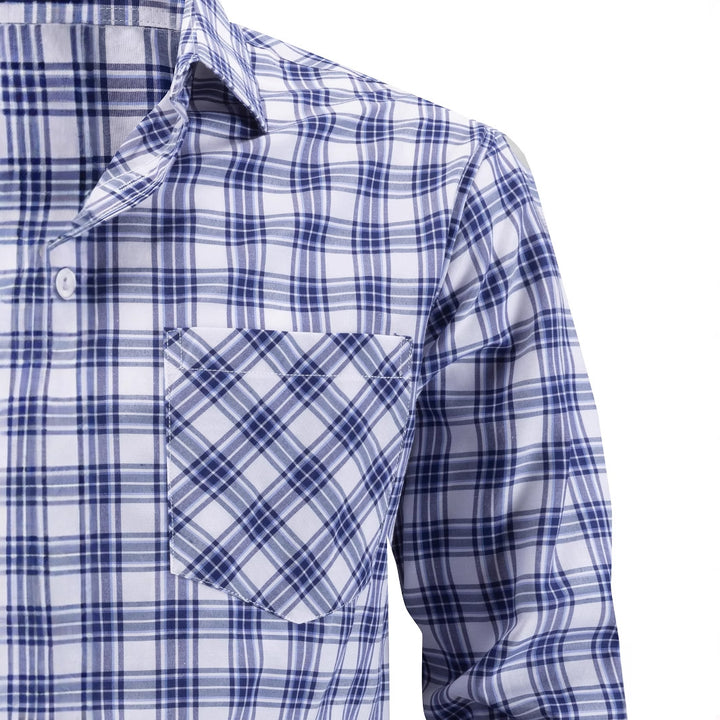 Men's fine checked long-sleeve shirt with chest pocket and classic collar Lisslune