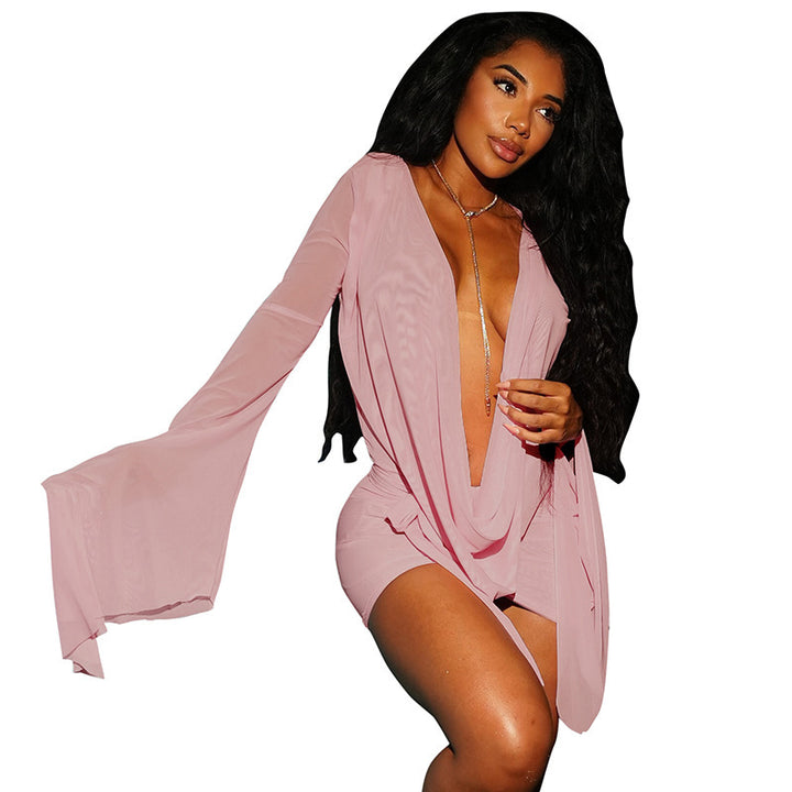 Women's Flowing Kaftan with Wide Sleeves and Deeper Neckline Lisslune