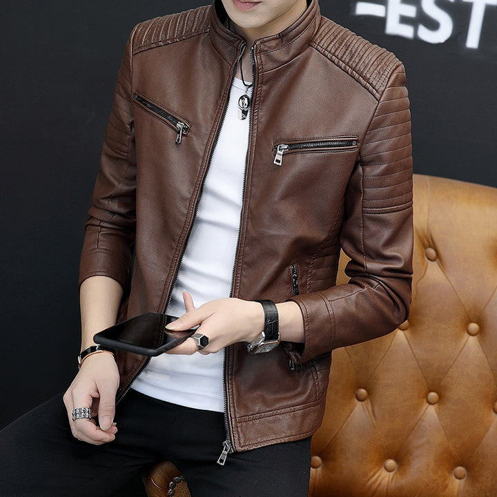 Men's synthetic leather jacket in modern biker style Lisslune