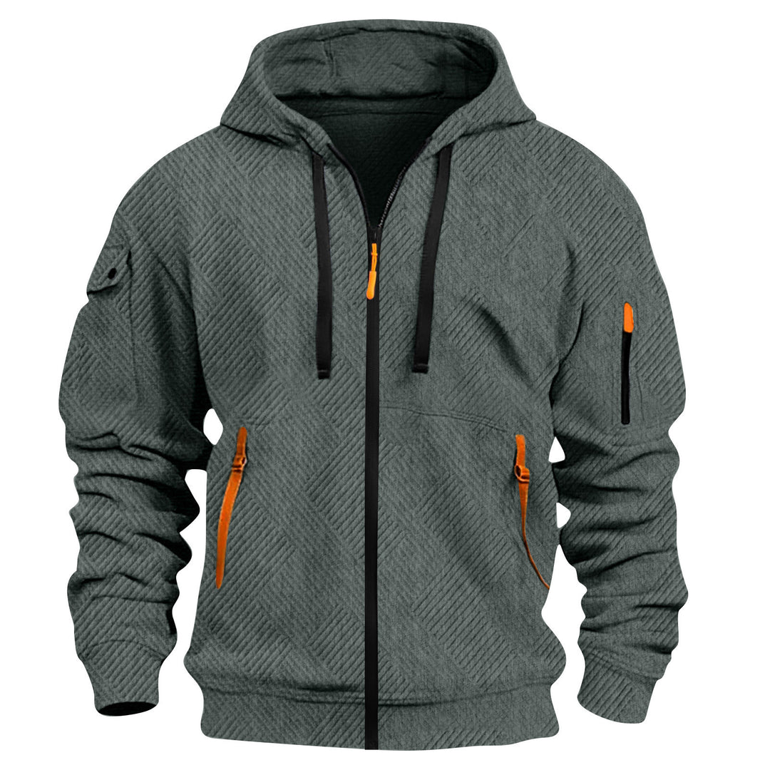 Men's sporty hoodie made of functional material with innovative structural design and two side zip pockets Lisslune