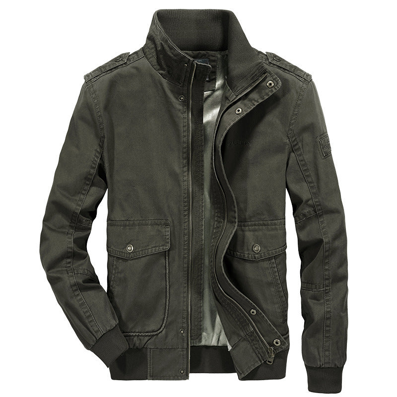 Men's Casual Utility Jacket with Adjustable Collar and Practical Pockets Lisslune