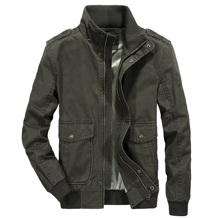 Men's Casual Utility Jacket with Adjustable Collar and Practical Pockets Lisslune