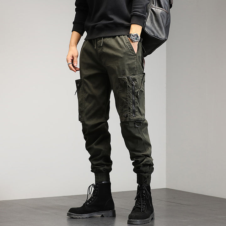 Men's cargo pants with stylish zip pockets and elastic waistband Lisslune