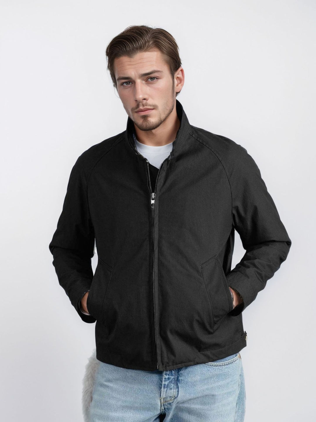Men's modern bomber jacket with innovative stand-up collar Lisslune