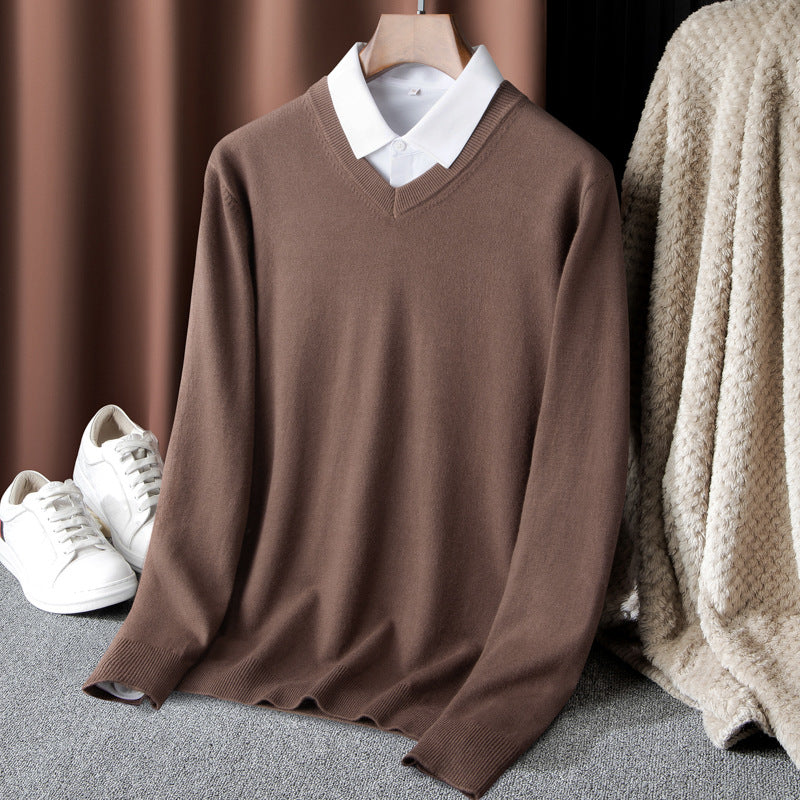 Men's Pullover with V-Neck and Fine Knit Structure Lisslune