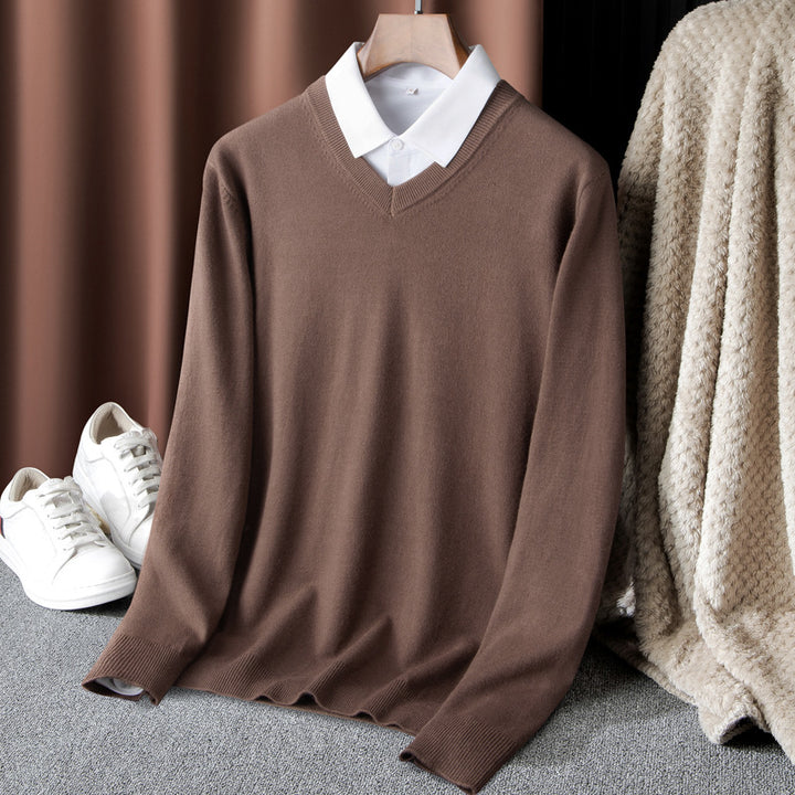 Men's Pullover with V-Neck and Fine Knit Structure Lisslune