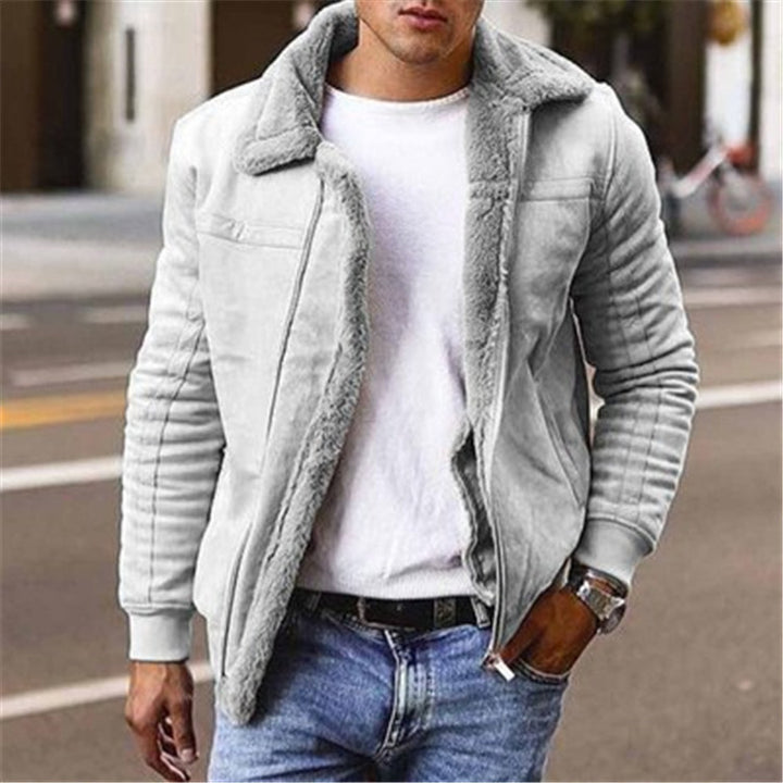 Men's Lambskin Lined Leather Jacket in Modern Design Lisslune