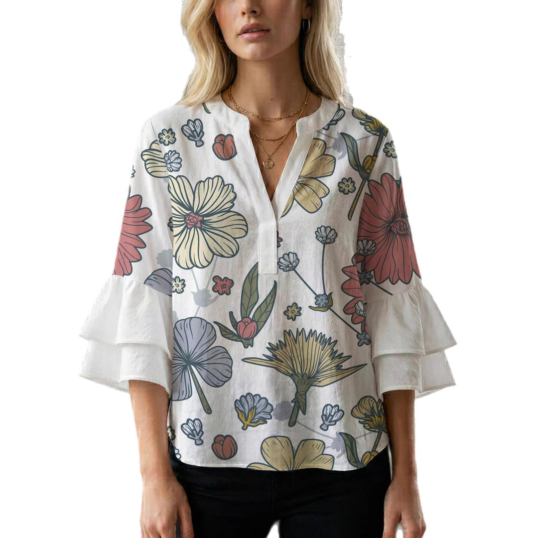 Women's artistic top with ruffled sleeves Lisslune