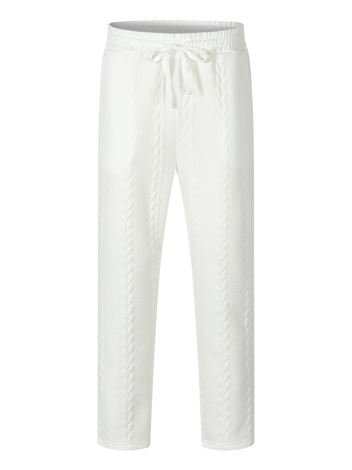 Men's Casual Stretch Pants with Drawstring and Textured Design Lisslune