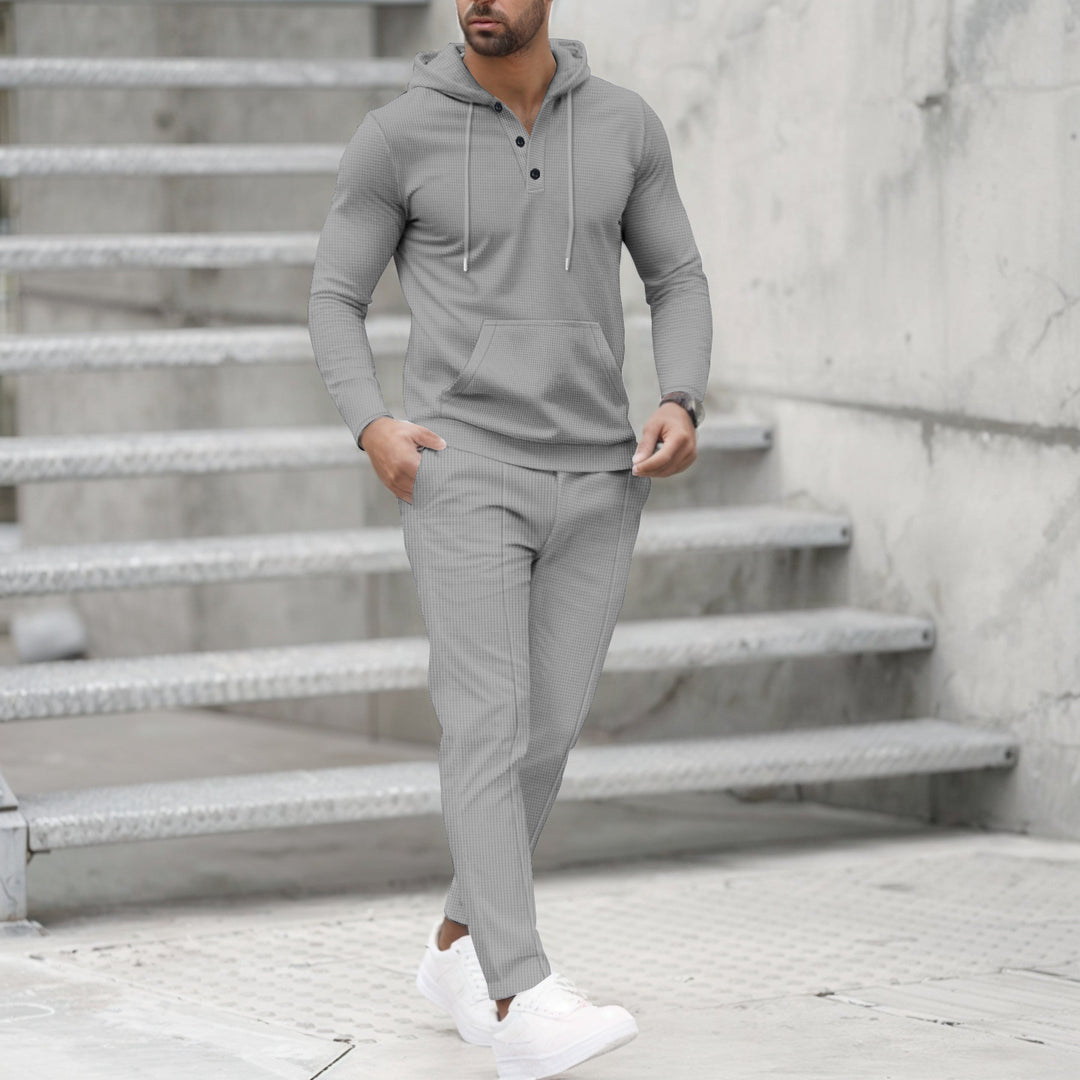 Men's stylish leisure hooded set with practical pockets Lisslune