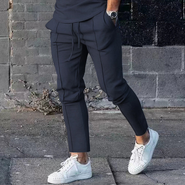 Men's Sporty Casual Pants with Side Pockets and Elastic Waistband Lisslune