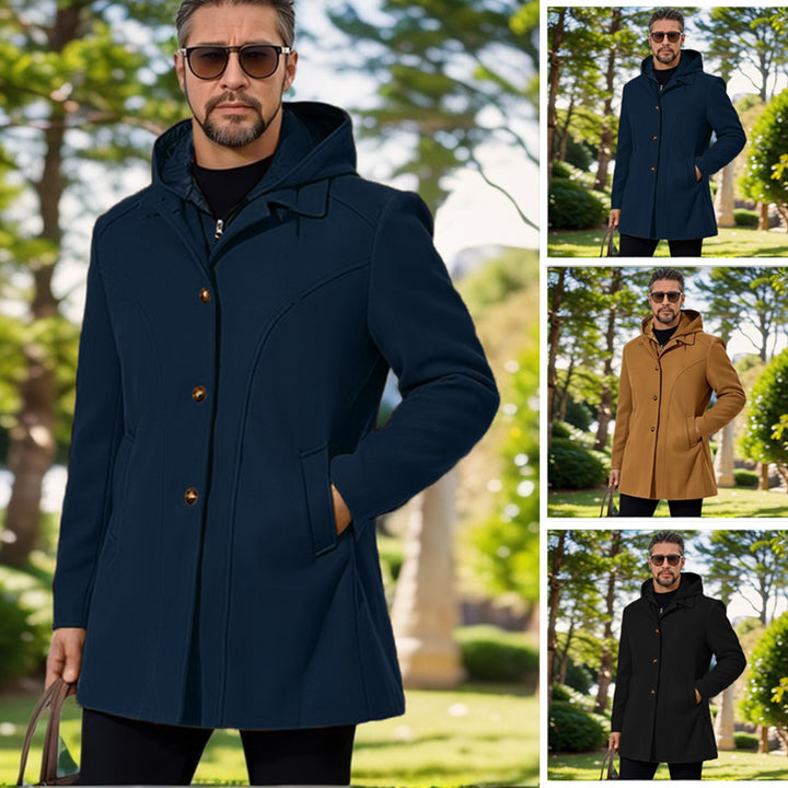 Men's elegant transitional jacket with hood and flared darts Lisslune