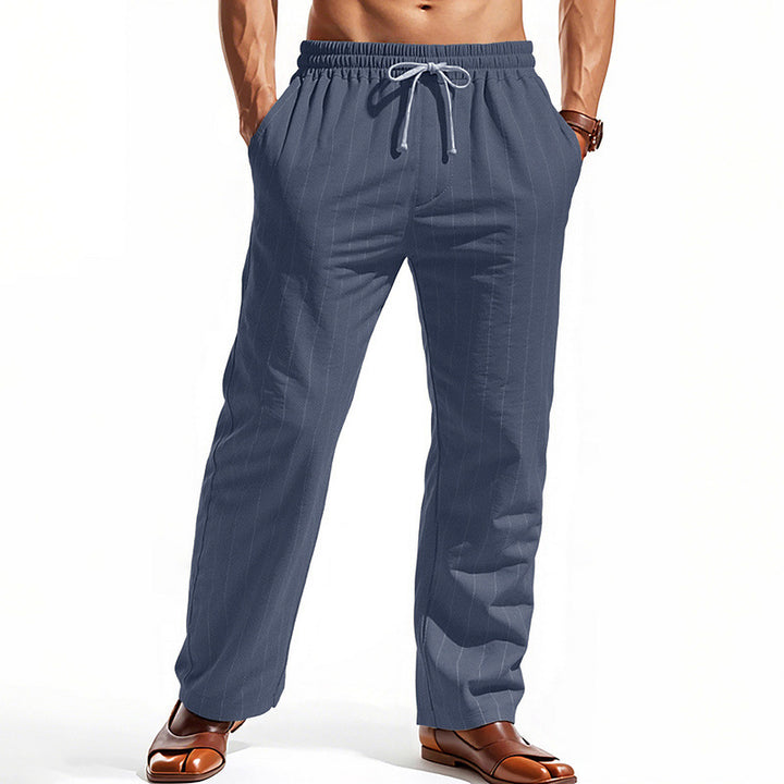 Men's casual leisure pants with elastic waistband and modern stripes Lisslune
