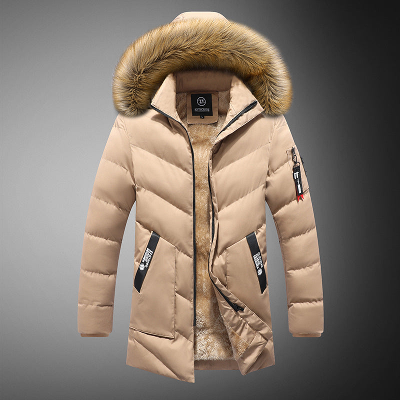 Men's padded winter jacket with removable synthetic fur collar and practical pockets Lisslune
