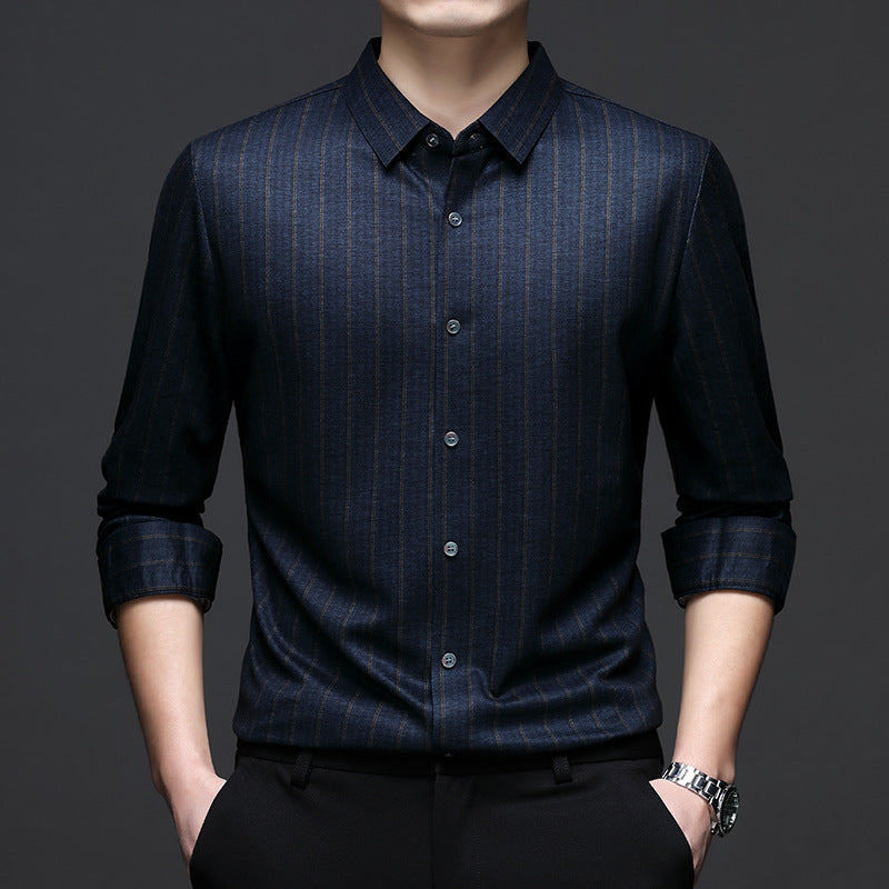 Men's long-sleeve shirt with fine striped texture and modern cut Lisslune