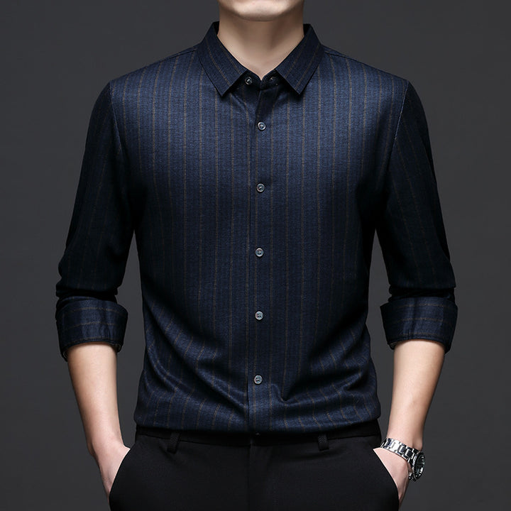 Men's long-sleeve shirt with fine striped texture and modern cut Lisslune