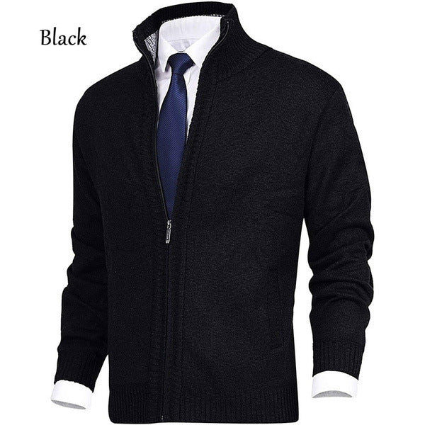 Men's cardigan with stand-up collar and zipper Lisslune
