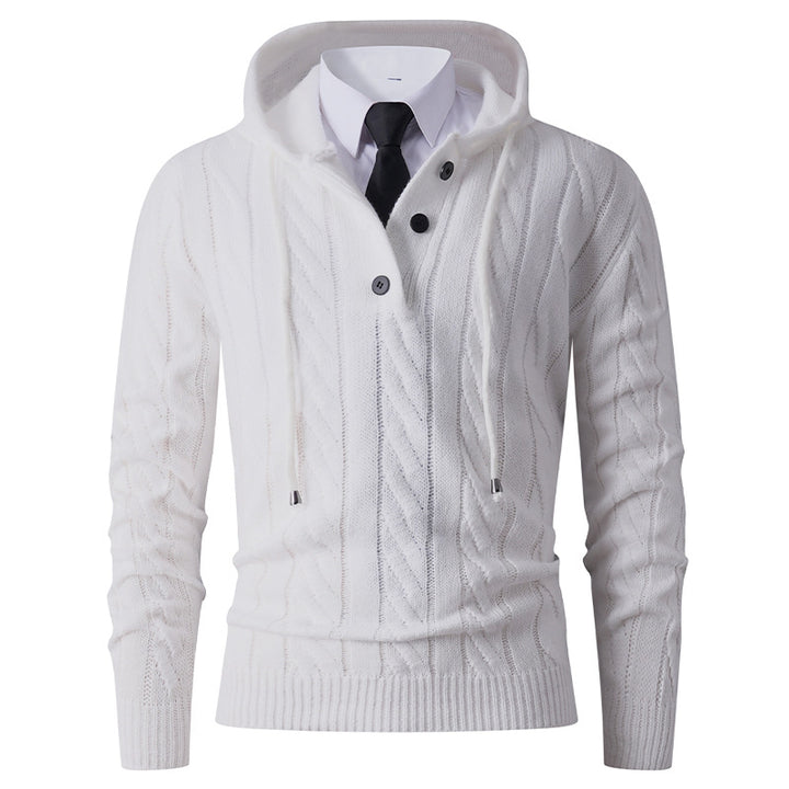 Men's cardigan with hoodie and modern cable pattern Lisslune